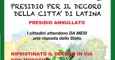LA CISL DI LATINA E IL COMITATO: RIPRISTINATO IL DECORO DI VIA DON MOROSINI. LA MANIFESTAZIONE DEL 24 MARZO E’ STATA ANNULLATA