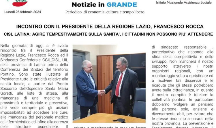 INCONTRO CON IL PRESIDENTE DELLA REGIONE LAZIO F.ROCCA